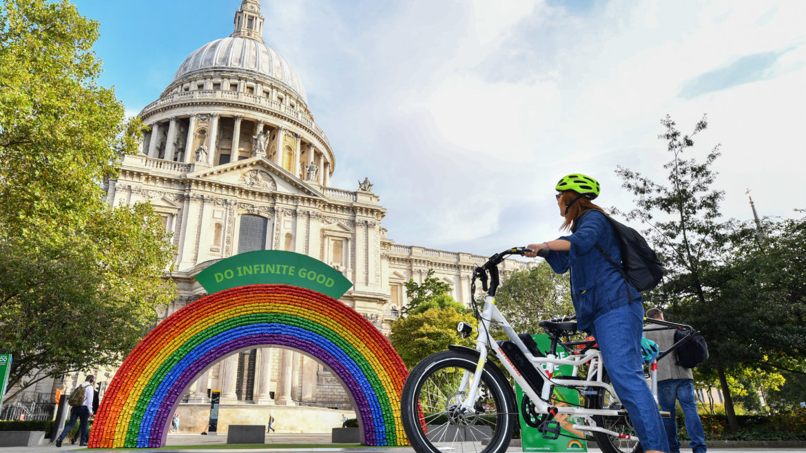 The #EveryCanCounts Rainbow in front of St Paul's Cathedral, London