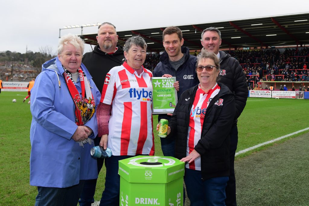 Cans 4 City  during the Sky Bet League 2 between Exeter City and Hartlepool United at St James Park, Exeter on 29 Jan.